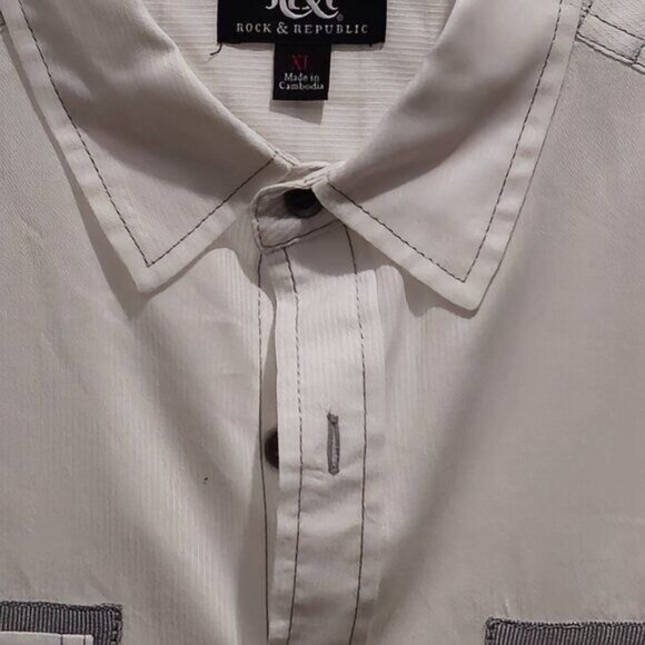 Rock & Republic  XL Women's Long Sleeve, Casual Buttoned Shirt - White and Black - Picture 3 of 15